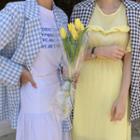 Handkerchief-pocket Double-breasted Gingham Blazer