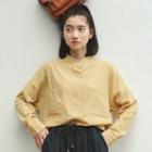Stand Collar Gingham Long-sleeve Shirt