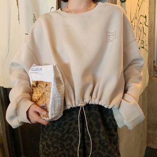 Drawstring-cuff Lettering Sweatshirt