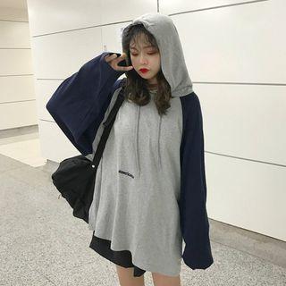 Color Block Long-sleeve Hooded Sweatshirt