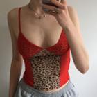Leopard Print Panel Cropped Mesh Camisole