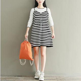 Striped Mock Two-piece Knit Dress