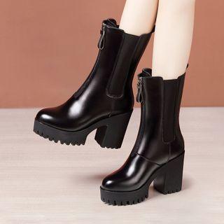 Platform Chunky-heel Mid-calf Boots (various Designs)