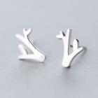 Deer Branches Sterling Silver Earring 1 Pair - S925 Silver - Silver - One Size