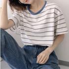 Striped Short-sleeve T-shirt T-shirt - Striped - White - One Size