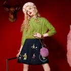 Set: Cropped Sweater + Sleeveless Embroidered Dress