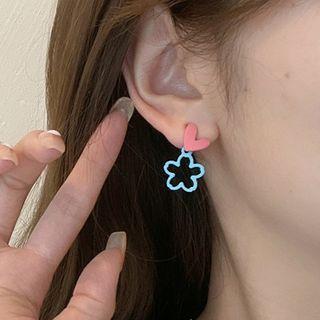 Sterling Silver Hollow Flower Drop Earring
