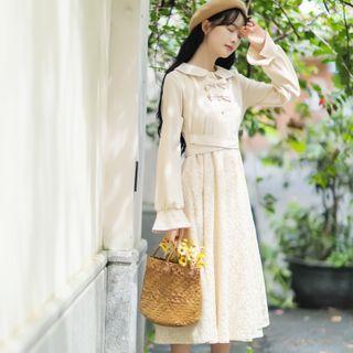 Flared-cuff Midi Shirtdress