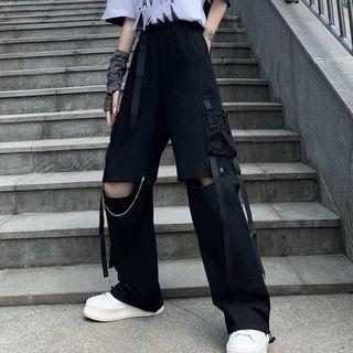 Cut-out Strappy Wide Leg Pants