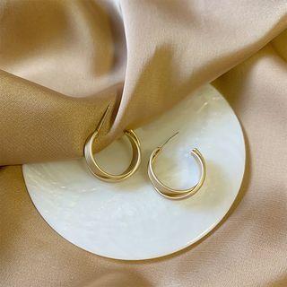 C-shaped Stud Earring 1 Pair - 925 Silver - One Size