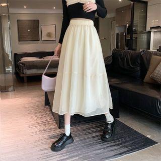 Organza High-waist A-line Accordion Pleat Skirt