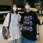 Couple Matching Elbow-sleeve Reflective Letter Printed T-shirt