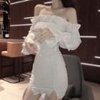 Off-shoulder Asymmetrical Mini Sheath Dress