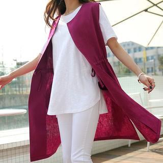 Round-neck Linen Long Vest