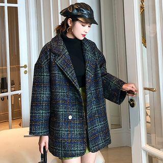 Plaid Notch Lapel Woolen Jacket