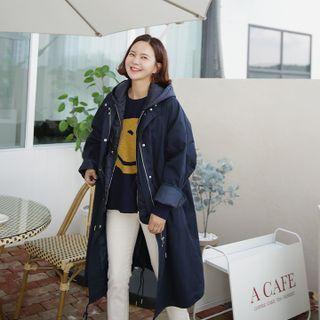 Set: Drawstring Safari Coat + Detachable Hooded Quilted Vest
