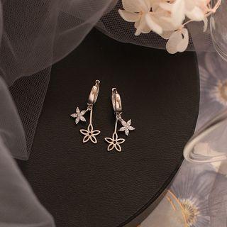 925 Sterling Silver Cz Flower Drop Earring