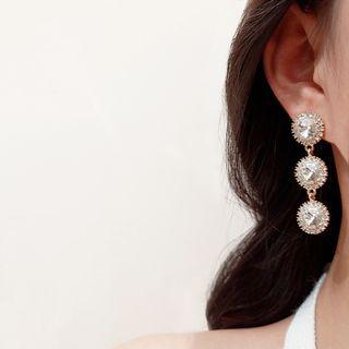 Rhinestone Drop Earring A383 - 1 Pair - Gold - One Size