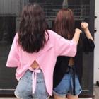 Elbow-sleeve Split Back T-shirt