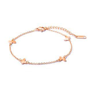 Elegant And Fahsion Plated Rose Gold Butterfly 316l Stainless Steel Anklet Rose Gold - One Size