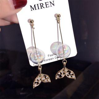 Rhinestone Fish Tail Drop Earring Gold - 1 Pair - One Size