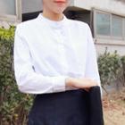 Mandarin Collar Blouse White - One Size