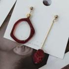 Non-matching Irregular Hoop & Bead Dangle Earring