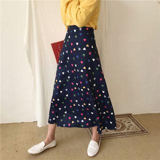 Heart Print A-line Skirt As Shown In Figure - One Size