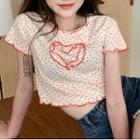 Floral Lettuce Edge Cropped T-shirt