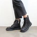Faux Leather Combat Ankle Boots