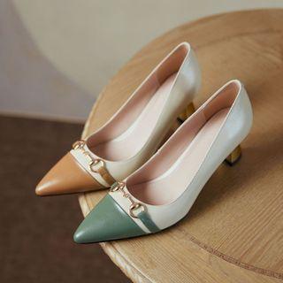 Two-tone Genuine Leather Pumps