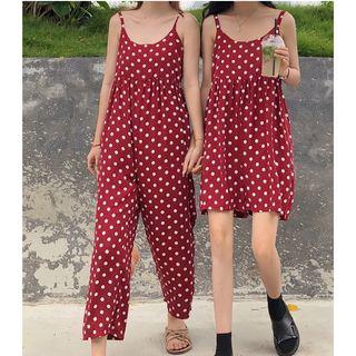 Polka Dot Spaghetti-strap Playsuit / Jumpsuit