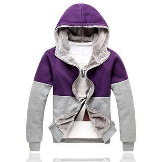 Fleece Lined Color Block Hooded Jacket