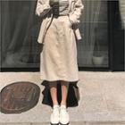 Plain Midi Skirt Beige - One Size