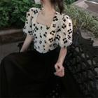 Short-sleeve Flower Top / Midi Skirt