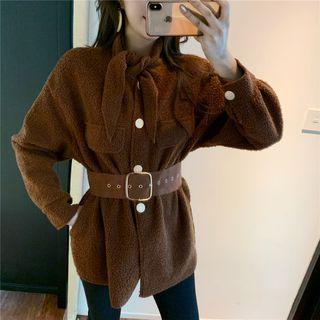 Fleece-lined Button Mini Dress