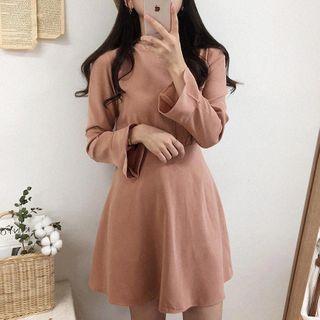 Tie-back Flared-sleeve Mini A-line Dress