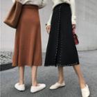 Midi Beaded A-line Knit Skirt