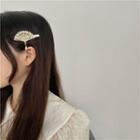 Hand Fan Faux Pearl Rhinestone Hair Clip 1 Pc - Gold - One Size