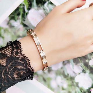 Roman Numeral Stainless Steel Bangle As Shown In Figure - One Size