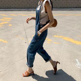 Straight-leg Overall Jeans Dark Blue - One Size