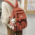 Doll Charm Buckled Nylon Backpack