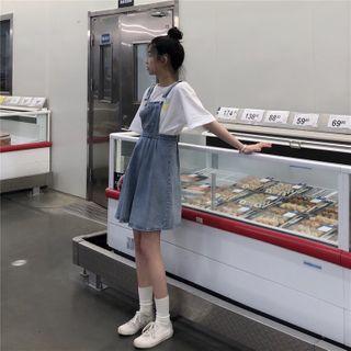Washed A-line Denim Jumper Dress