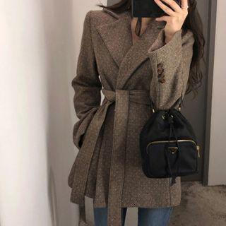 Patterned Sashed Coat
