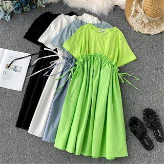 Frill-hem Panel Short-sleeve Dress
