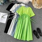 Frill-hem Panel Short-sleeve Dress