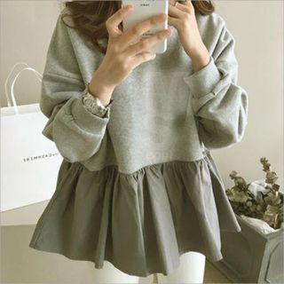 Puff-sleeve Paneled Sweatshirt