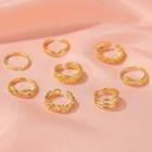 Set Of 8: Alloy Open Ring (assorted Designs)