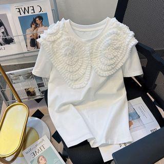 Short-sleeve Frill Trim Panel T-shirt