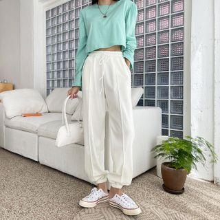 Drawstring Pintuck Jogger Pants